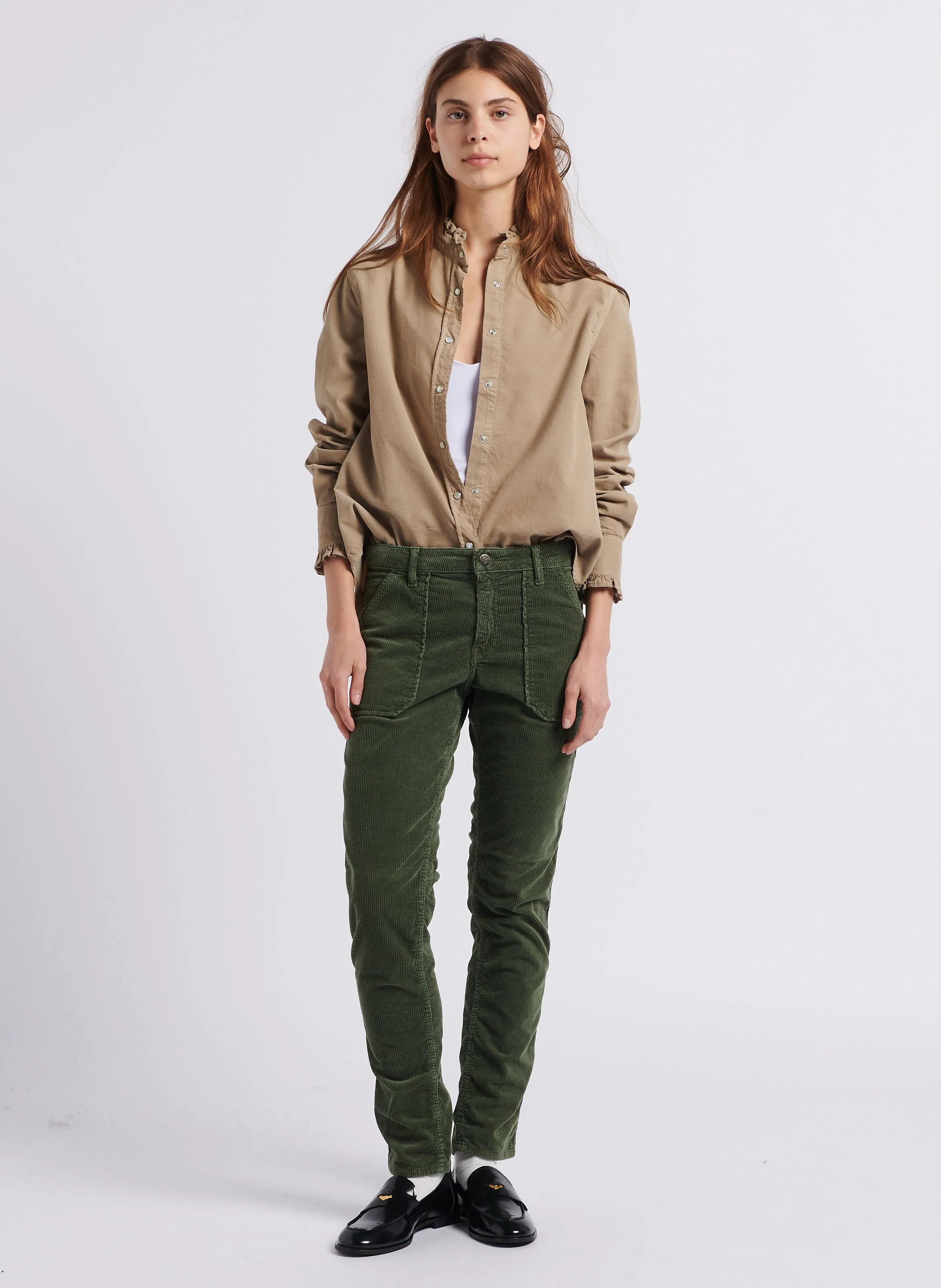  ACQUAVERDE   PIERCE - Pantaloni slim in velluto a coste | Verde