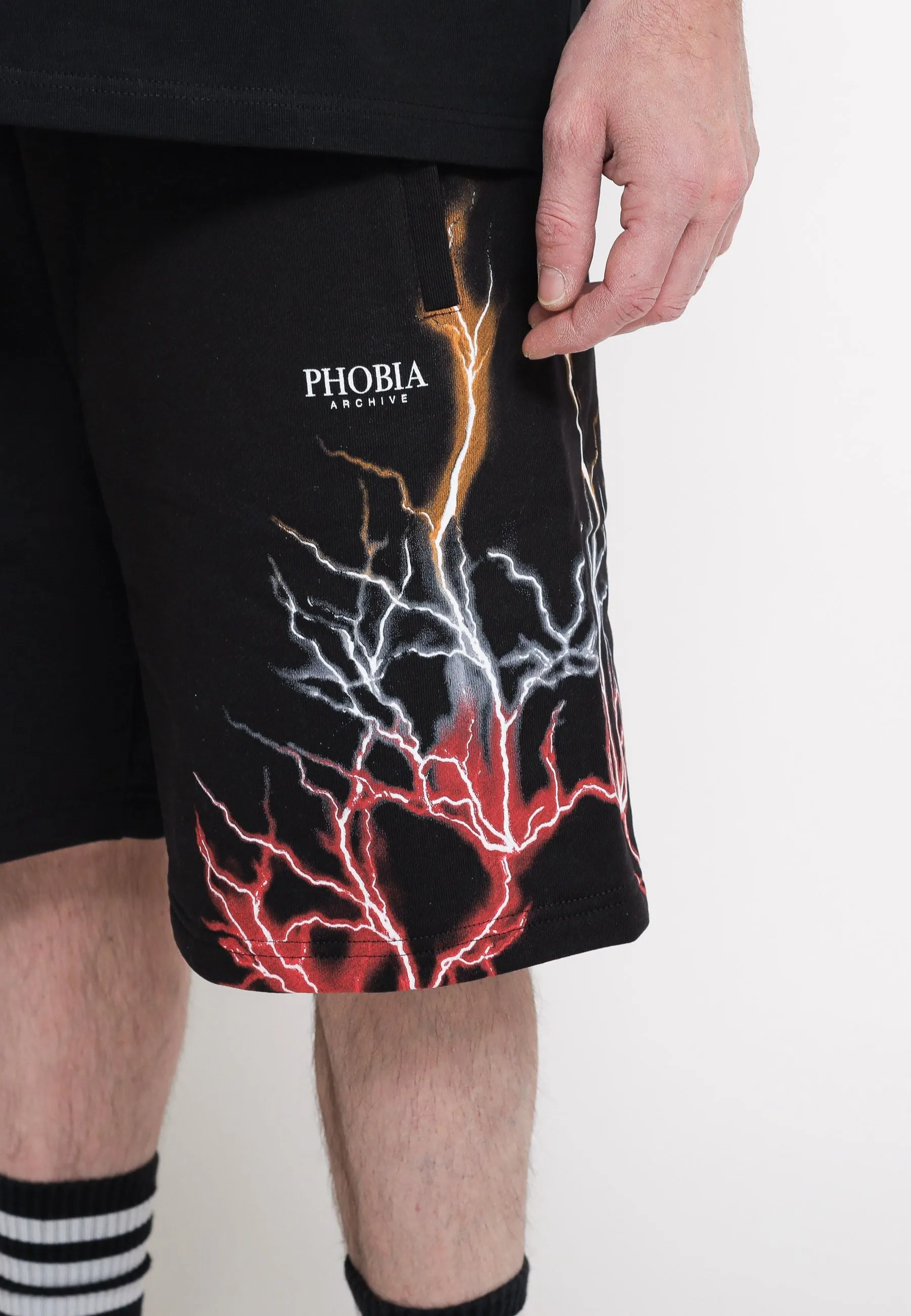 Black Shorts Whit Red Grey Orange Lightning
