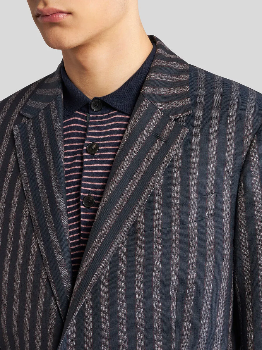 BLAZER IN LANA E COTONE A RIGHE