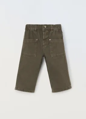BLUKIDS  Pantaloni cargo in denim di puro cotone neonato