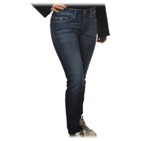 Dondup - Jeans a Vita Alta Modello Monroe - Blu Scuro - Pantalone - Luxury Exclusive Collection