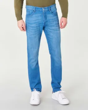 Jeans Delaware slim fit lavaggio chiaro super stone washed in puro cotone con baffature
