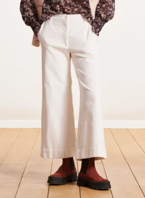  LA FEE MARABOUTEE   Pantaloni larghi a vita alta in misto cotone | Bianco