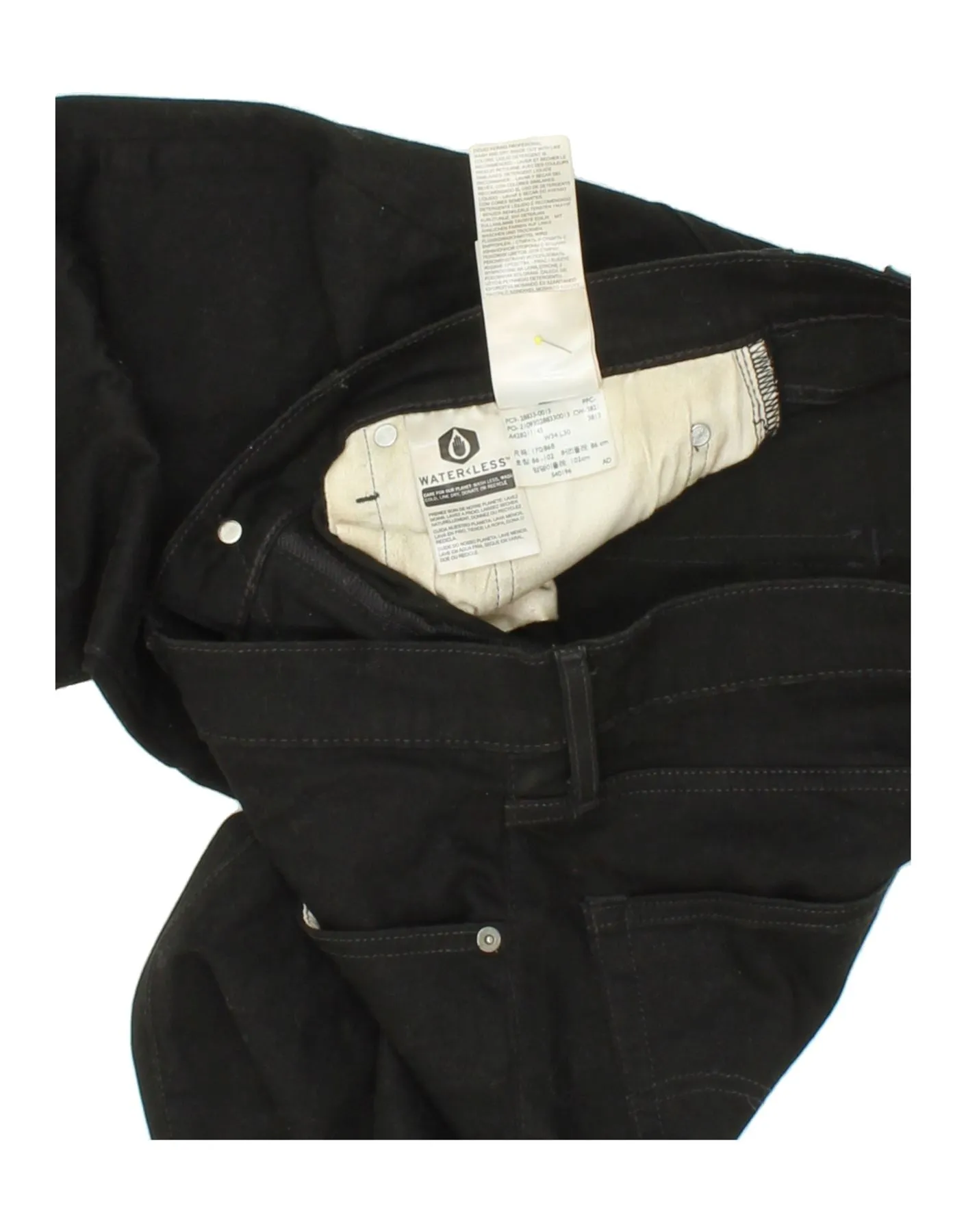 LEVI'S Mens 512 Tapered Slim Jeans W34 L30 Black Cotton