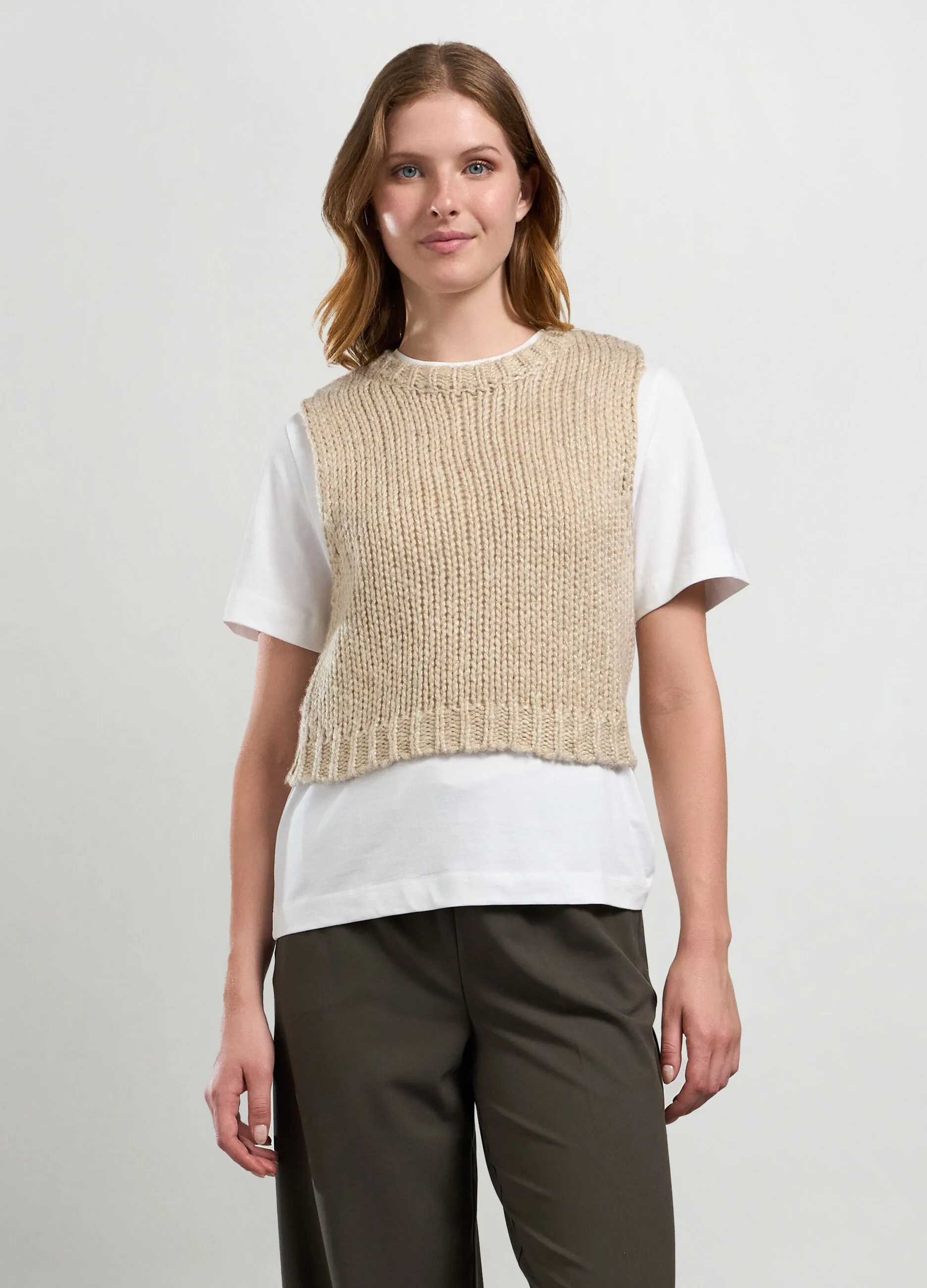 NICE & CHIC  Gilet tricot con filo lurex donna