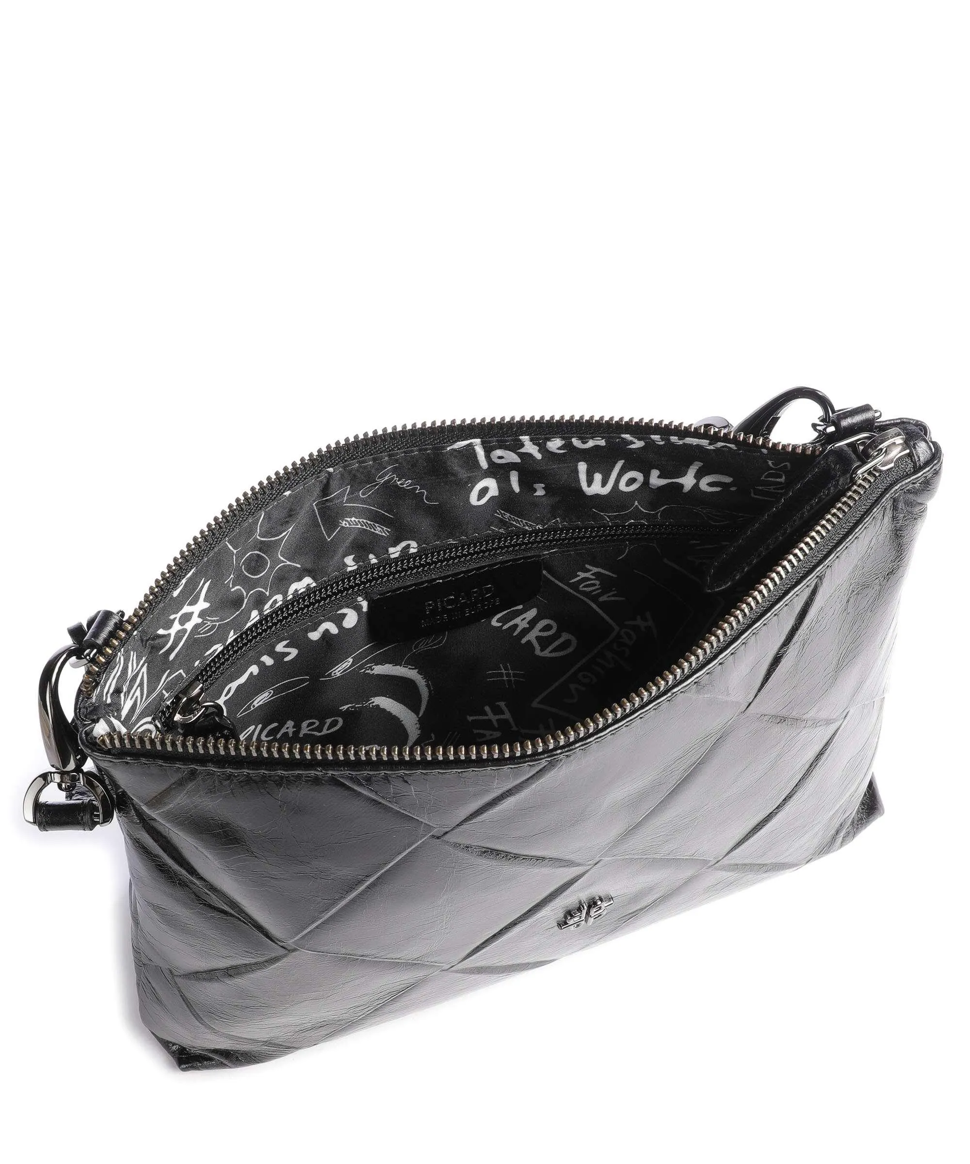  Picard Carre Borsa a tracolla pelle di vacchetta goffrata nero  