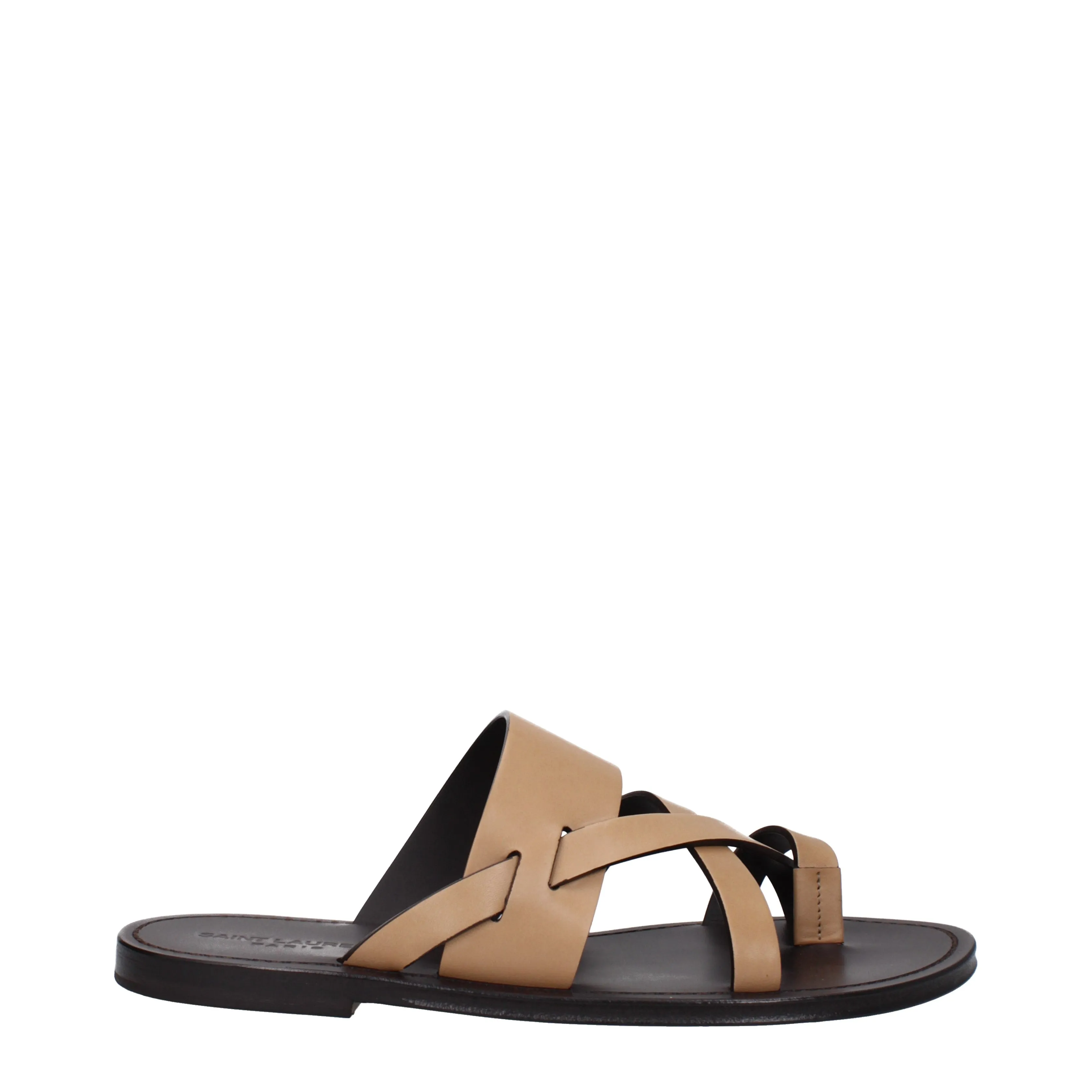 Saint Laurent Sandali Uomo Pelle Marrone