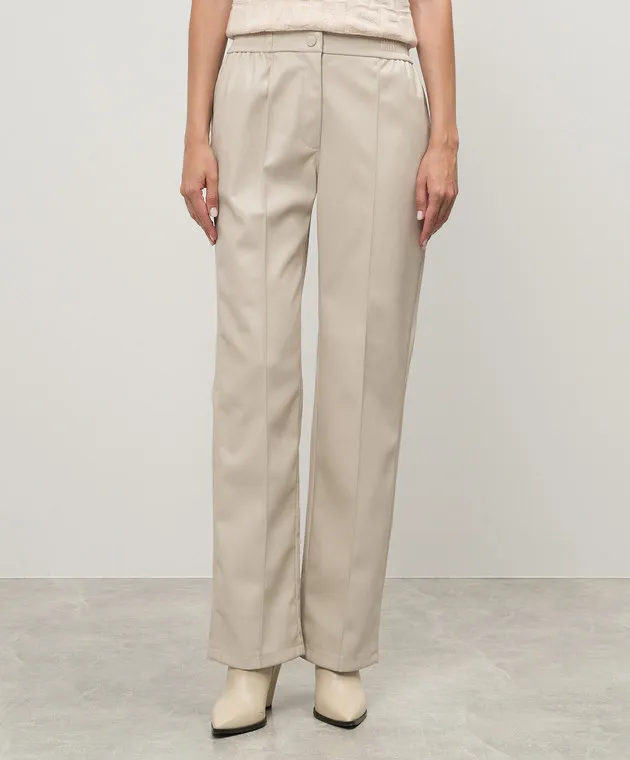 Twinset Pantaloni beige con logo 242TP2201