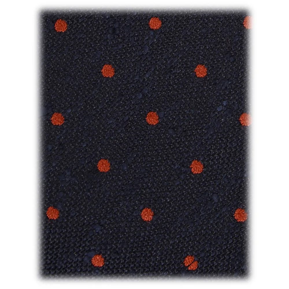 Viola Milano - Cravatta in Granatina/Shantung a Pois - Navy/Rosso - Handmade in Italy - Luxury Exclusive Collection