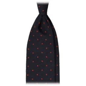 Viola Milano - Cravatta in Granatina/Shantung a Pois - Navy/Rosso - Handmade in Italy - Luxury Exclusive Collection