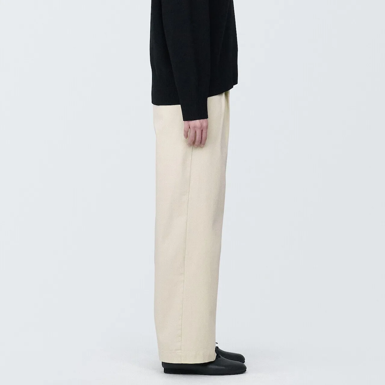 Women's Cotton Blend Wide Leg Pleat Chinos with Long Leg