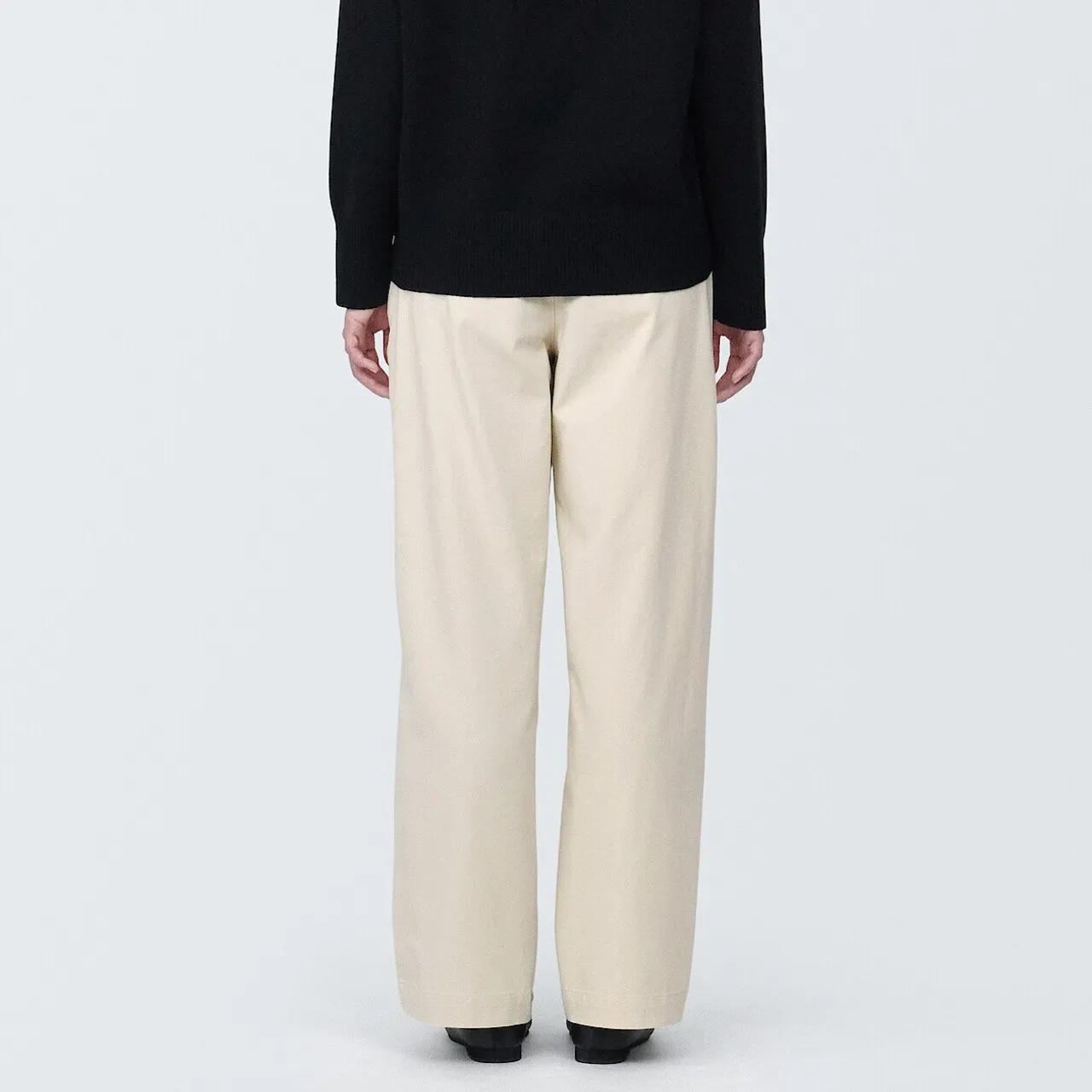 Women's Cotton Blend Wide Leg Pleat Chinos with Long Leg